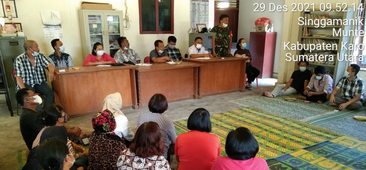 Babinsa Koramil 06/MT Hadiri Rapat Musrenbang Desa Singgamanik Untuk Tahun 2022